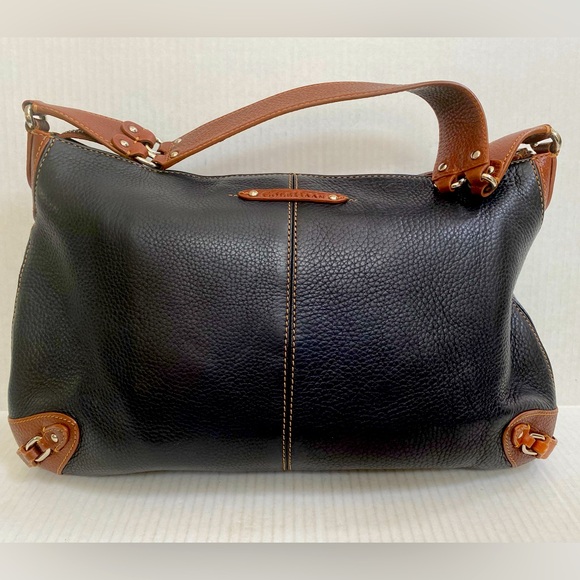 COLE HAAN VILLAGE TRI COLOR PEBBLE LEATHER DOUBLE POCKET LARGE SHOULDER BAG - Picture 2 of 9